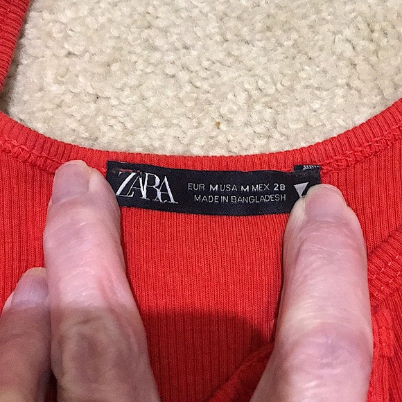 🆕🔥ZARA SUPER CUTE MINI SLEEVELESS DRESS LIGHTLY RIBBED ORANGE RED BODYCON!! - Picture 4 of 7